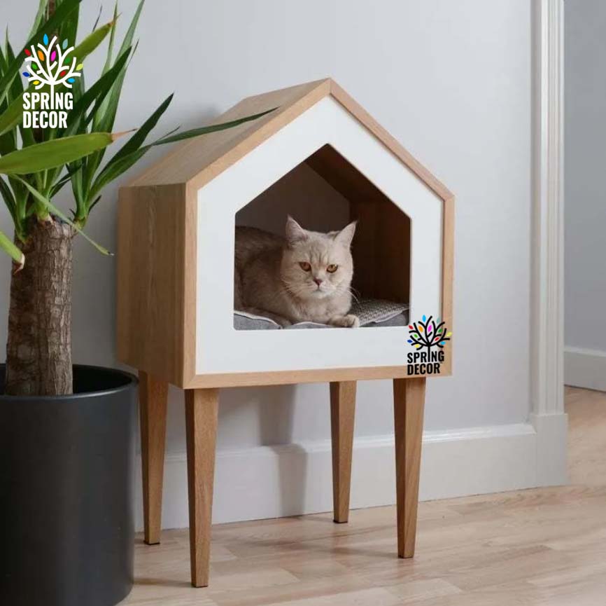 Cat House Modern Nightstand Pet House Cat bed Cat Crate Wood Cat Hoouse Peet House CTH02