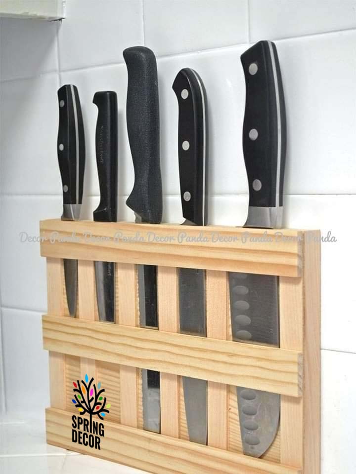 Wooden Knife Holder, 5 Slot Types, wWall Mounted Knife Rack